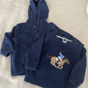 Two Janie and Jack navy sweaters